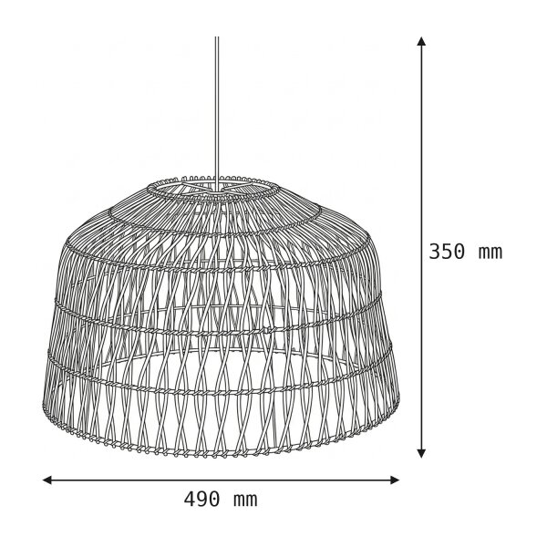 Suspension rotin Ø 49 cm Naturel Noir Boho E27