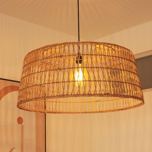 Suspension rotin E27 grand Ø 79 cm rond en naturel Boho