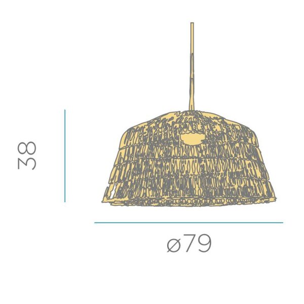 Suspension rotin E27 grand Ø 79 cm rond en naturel Boho