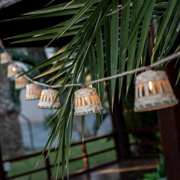 Guirlande lumineuse LED extérieure Abat-jour bambou 2700 K IP44
