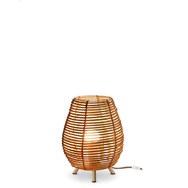 Lampe de table en rotin E27 H : 32,5 cm Trépied Boho TOKI