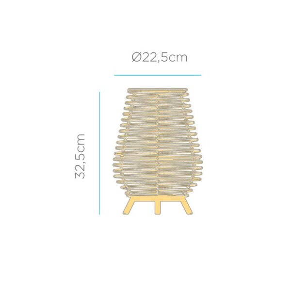 Lampe de table en rotin E27 H : 32,5 cm Trépied Boho TOKI