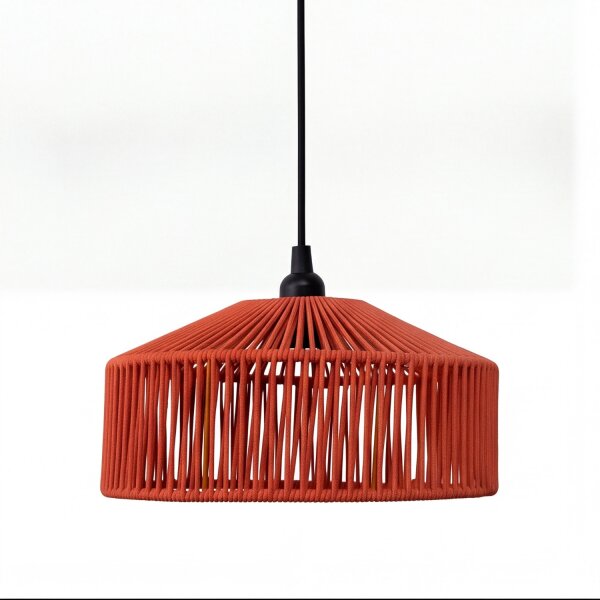 Lampe à suspendre extérieure E27 IP54 Ø 30 cm en terre cuite Abat-jour en corde