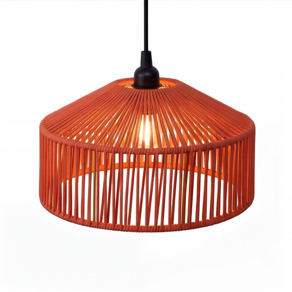 Lampe à suspendre extérieure E27 IP54 Ø 30 cm en terre cuite Abat-jour en corde