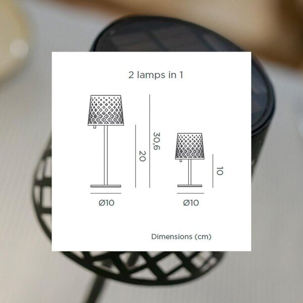 Lampe de table LED Solar Touch Dimmer sans fil portable 30 cm