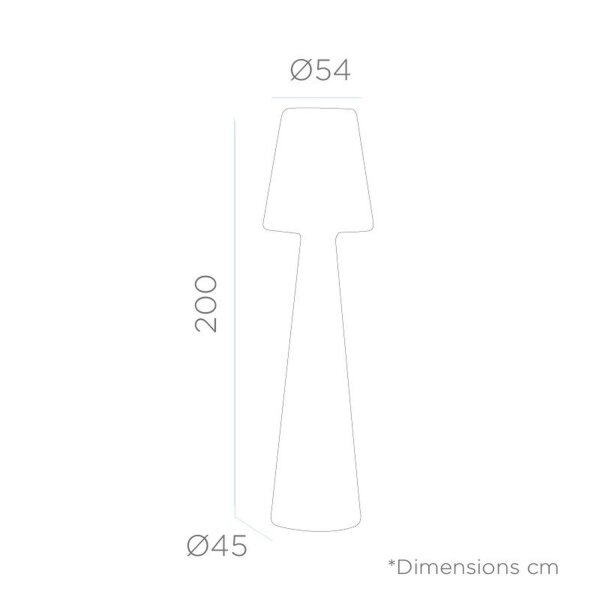Lampadaire LED extérieur 2 m de haut Connecteur Câble 2700 K IP65