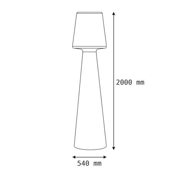Lampe LED décorative extérieure 200 cm de haut IP65 Connecteur Câble 6000 K