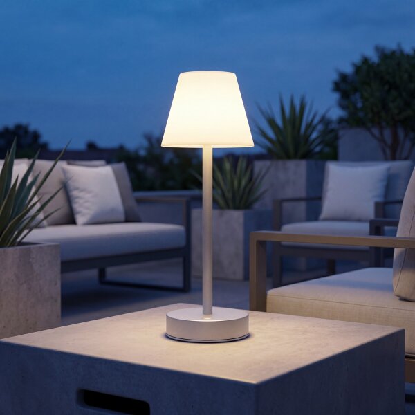 Lampe de table LED extérieure sans fil 32 cm Touch Dimmer Gris Blanc