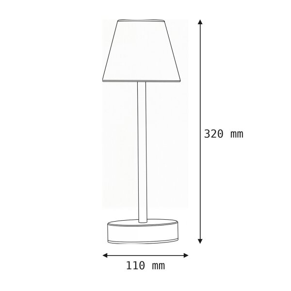 Lampe de table LED extérieure sans fil 32 cm Touch Dimmer Gris Blanc