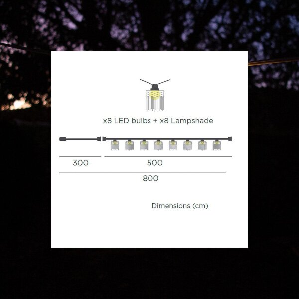 Guirlande lumineuse solaire LED 5m de long 2700 K blanc chaud IP44 blanc