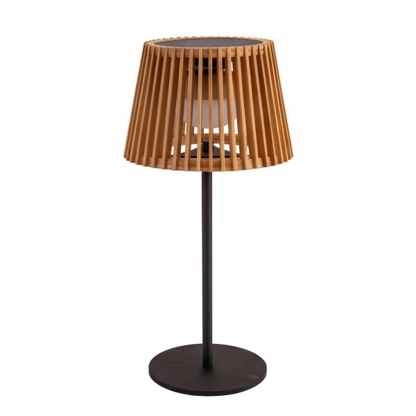 Lampe de table portable LED solaire bois métal 36 cm IP54 2700K