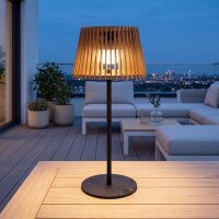 Lampe de table portable LED solaire bois métal 36...