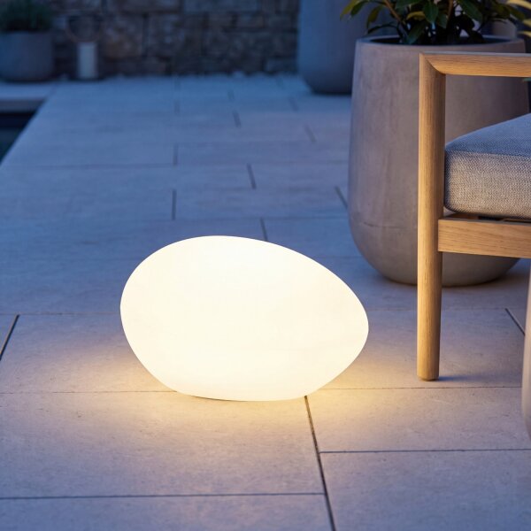 Lampe de jardin LED solaire 40 cm de long pierre design IP65 6000 K