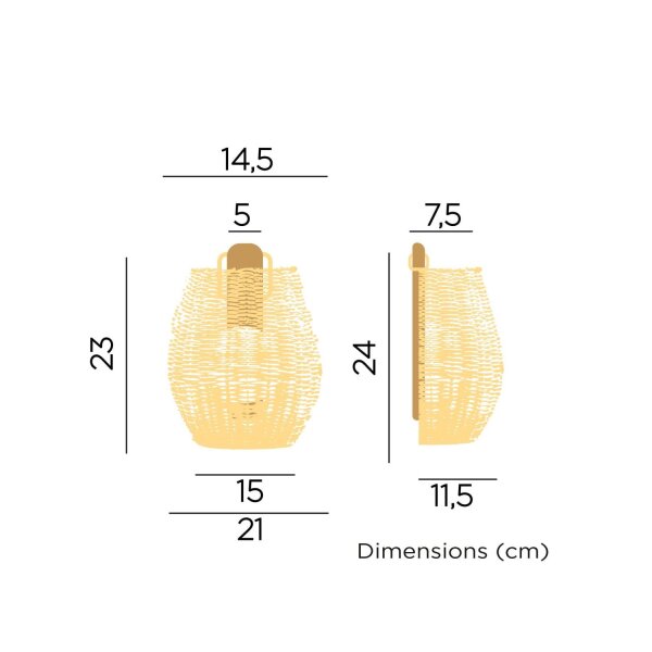 Lampe dextérieur LED Accu Rattan H : 24,5 cm sans fil à intensité variable
