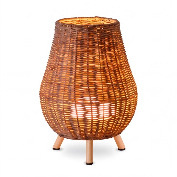 Lampe de table LED sans fil Rattan Akku IP54 H : 32,5 cm dimmable