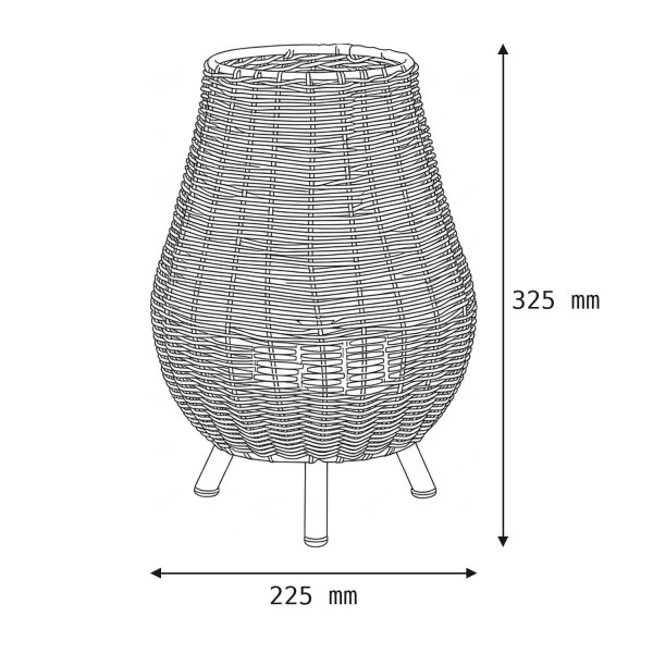 Lampe de table LED sans fil Rattan Akku IP54 H : 32,5 cm dimmable
