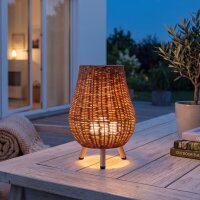 Lampe de table LED sans fil Rattan Akku IP54 H : 32,5 cm...