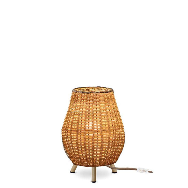 Lampe de table en rotin H : 32,5 cm Trépied naturel E27 FULDE