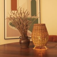 Lampe de table en rotin H : 32,5 cm Trépied...