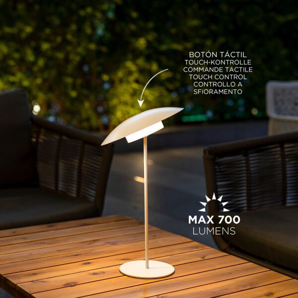 Lampe de table LED sans fil Akku Touch H : 40 cm IP44 Blanc