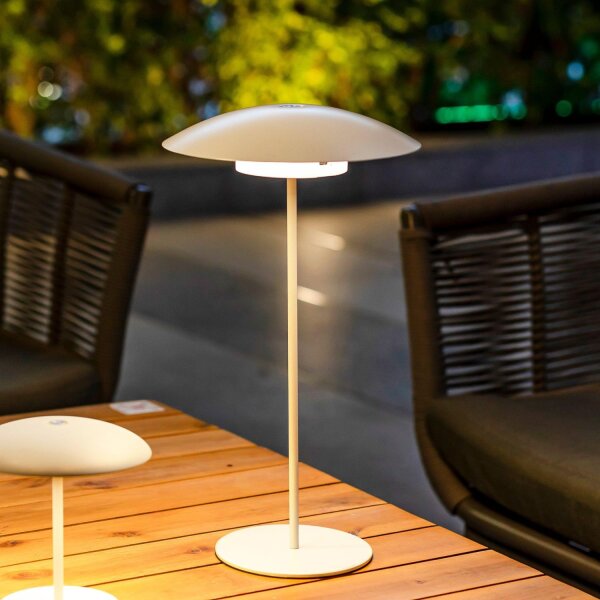 Lampe de table LED sans fil Akku Touch H : 40 cm IP44 Blanc