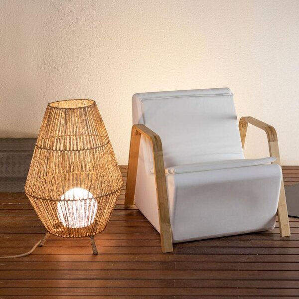 Lampe de table LED à lextérieur IP54 72 cm Rattan Dimmer Télécommande