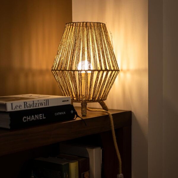 Lampe dappoint Trépied en rotin H : 32,5 cm E27 YILAN