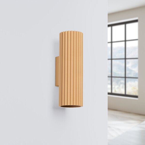 Applique murale Up Down H : 20 cm en or GU10 2 flammes aluminium