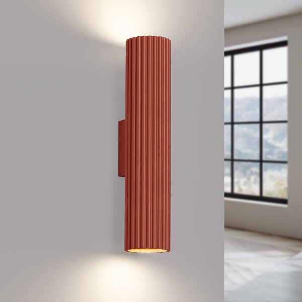 Applique moderne Up Down H : 30 cm Rouge GU10 2 flammes Alu