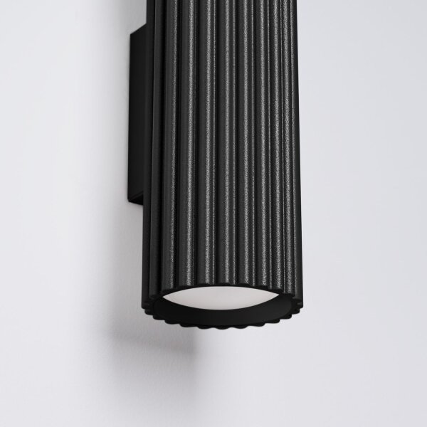 Applique murale noire H : 30 cm GU10 2 flammes aluminium Up Down