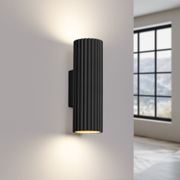 Applique Up Down petite H : 20 cm Noir 2x GU10 Aluminium