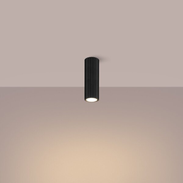 Lampe de plafonnier en saillie Ø 6,5 cm H : 20 cm Noir GU10 Aluminium