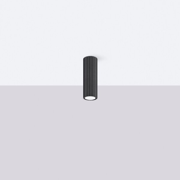 Lampe de plafonnier en saillie Ø 6,5 cm H : 20 cm Noir GU10 Aluminium