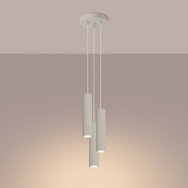 Lampe à suspendre moderne en crème à 3 flammes GU10 étroite Ø 19,5 cm