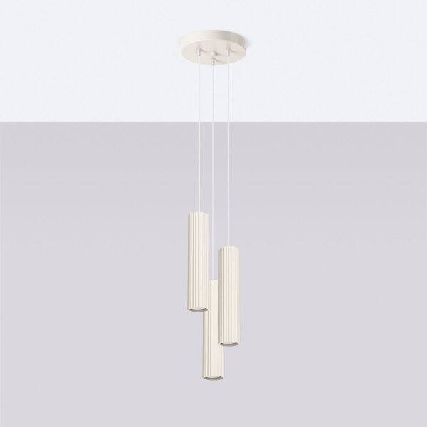 Lampe à suspendre moderne en crème à 3 flammes GU10 étroite Ø 19,5 cm