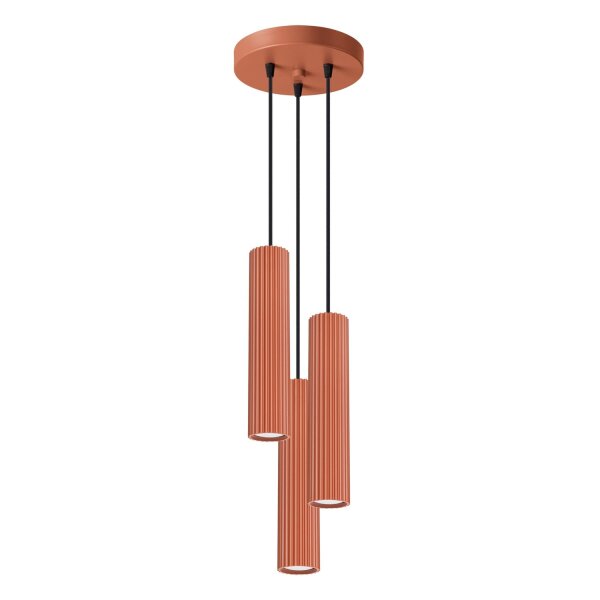 Suspension 3 flammes GU10 rouge en aluminium L : 19,5 cm