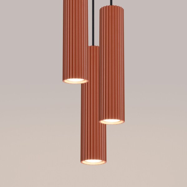 Suspension 3 flammes GU10 rouge en aluminium L : 19,5 cm