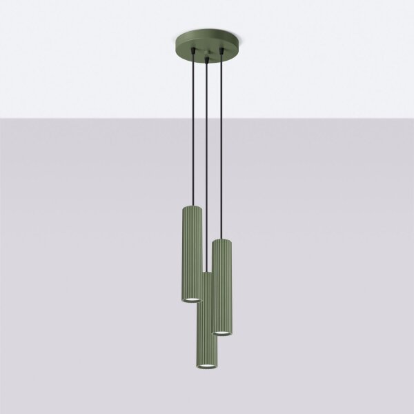 Suspension réglable H : max. 108 cm Vert 3-flamme GU10