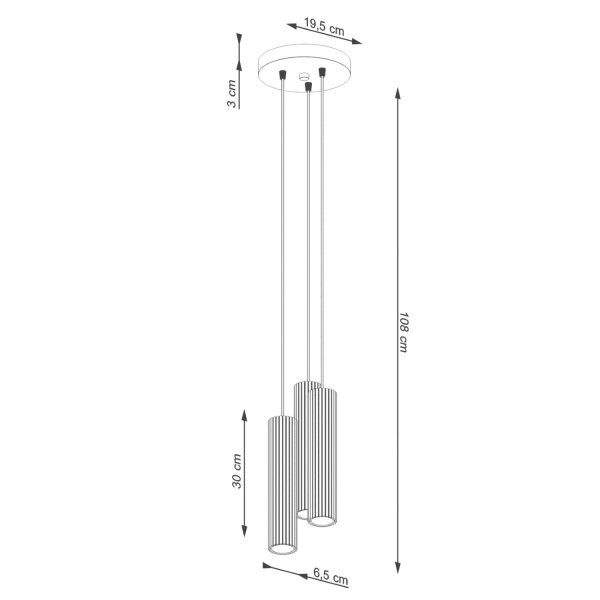 Suspension réglable H : max. 108 cm Vert 3-flamme GU10