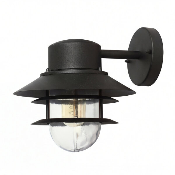Lanterne murale acier inoxydable noir IP44 Maritim porte dentrée