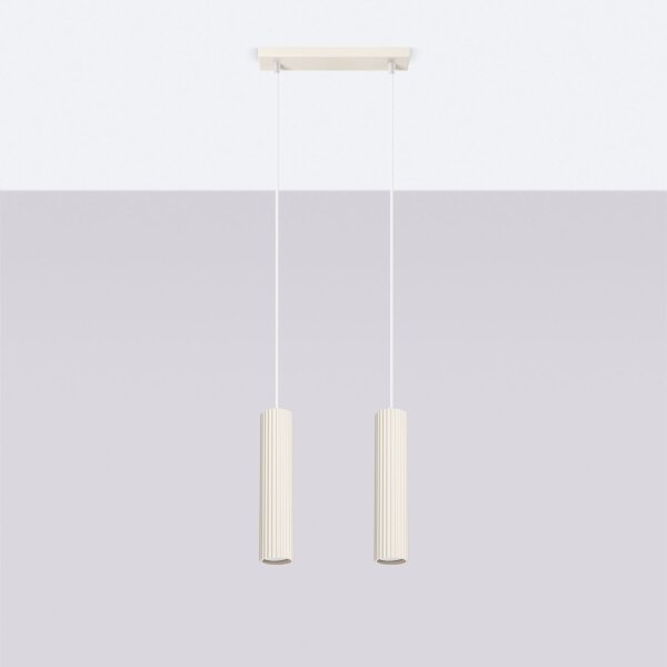 Lampe à suspendre à 2 flammes GU10 L : 30 cm étroite en crème Moderne