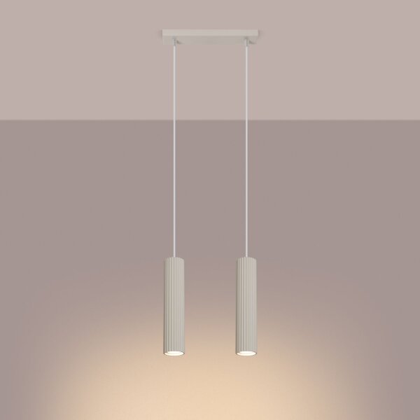 Lampe à suspendre à 2 flammes GU10 L : 30 cm étroite en crème Moderne