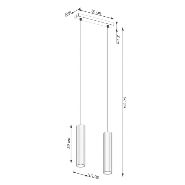 Lampe à suspendre rouge à 2 flammes L : 30 cm étroit H : max. 90 cm GU10