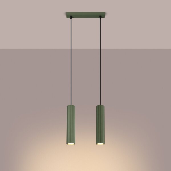 Lampe à suspendre 30 cm de large à 2 flammes GU10 Vert Moderne en aluminium