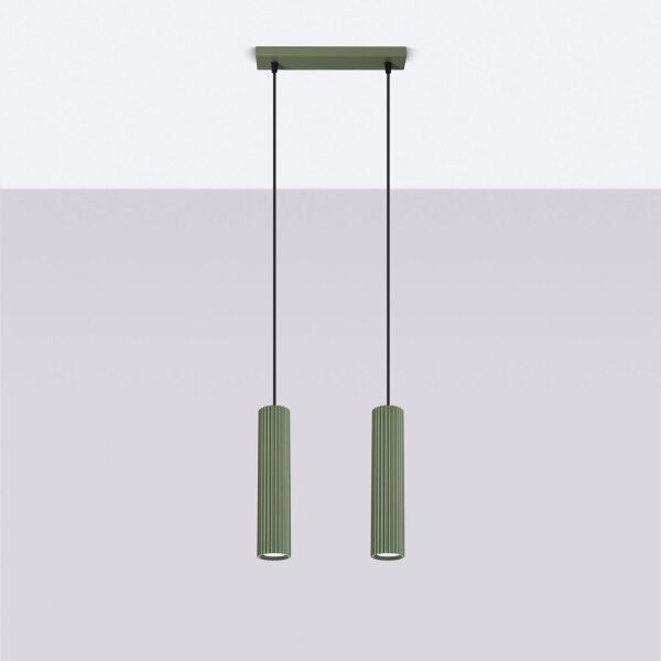 Lampe à suspendre 30 cm de large à 2 flammes GU10 Vert Moderne en aluminium
