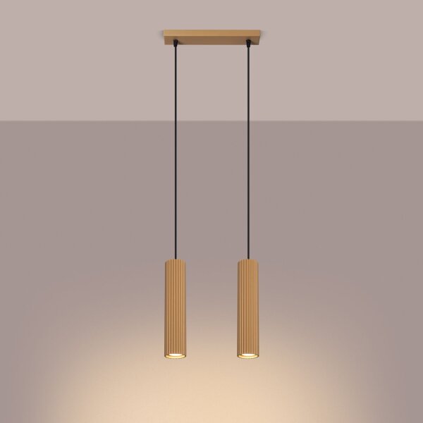 Suspension GU10 à 2 flammes en aluminium L : 30 cm en or