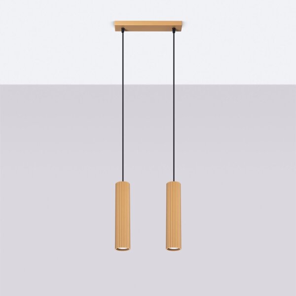 Suspension GU10 à 2 flammes en aluminium L : 30 cm en or