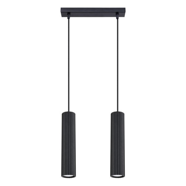 Suspension Noir L : 30 cm Aluminium GU10 2 flammes