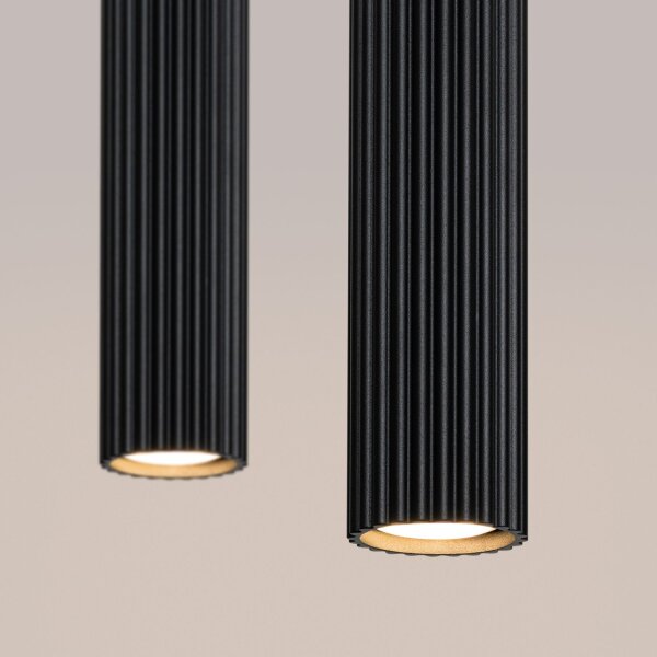 Suspension Noir L : 30 cm Aluminium GU10 2 flammes