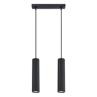 Suspension Noir L : 30 cm Aluminium GU10 2 flammes